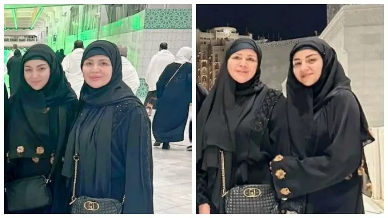 بالصور من الحرم.. إلهام شاهين تؤدي مناسك العمرة رفقة ابنة شقيقتها إلهام صفي الدين